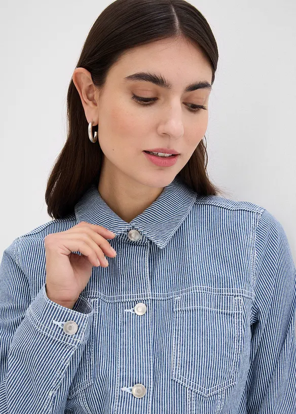 Veste en jean rayée, raccourcie, bonprix