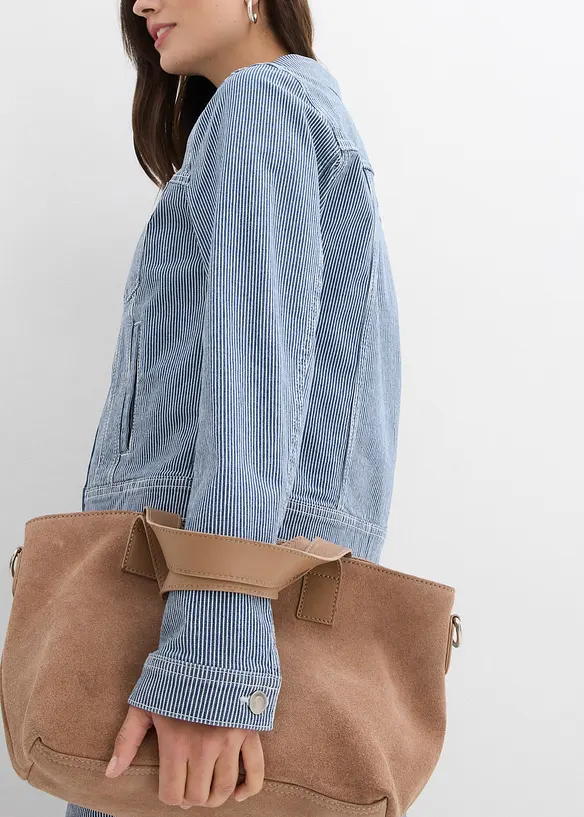 Veste en jean rayée, raccourcie, bonprix