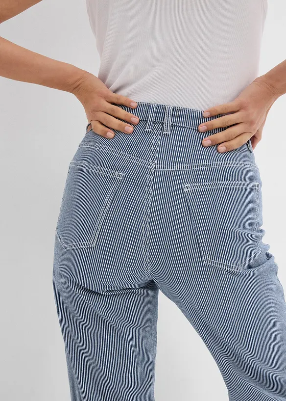 Jean droit rayé, taille haute, loose, bonprix