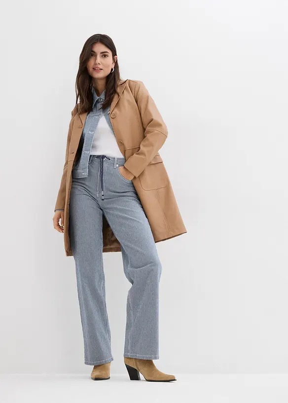 Jean droit rayé, taille haute, loose, bonprix