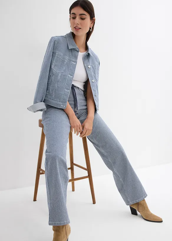 Jean droit rayé, taille haute, loose, bonprix