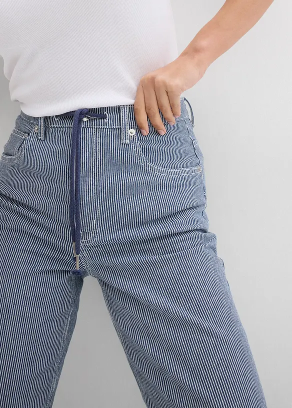 Jean droit rayé, taille haute, loose, bonprix