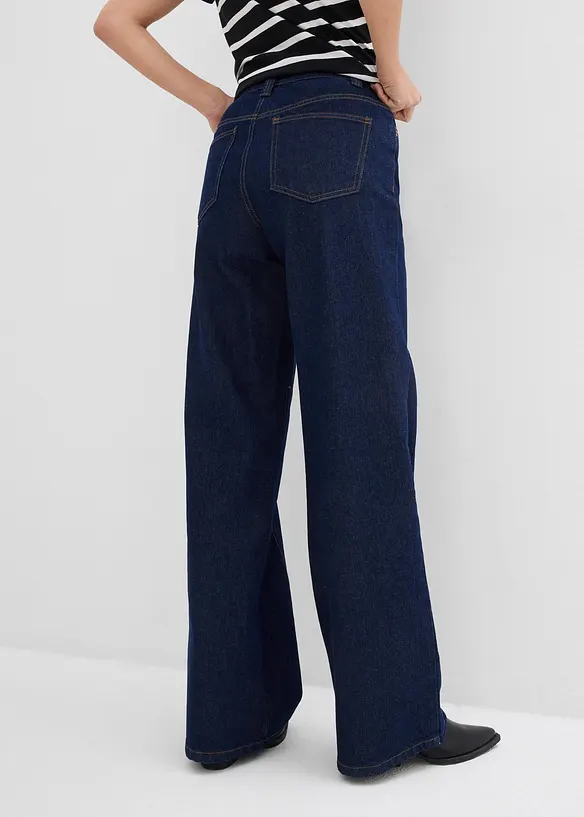 Jean large taille haute, peu extensible, bonprix