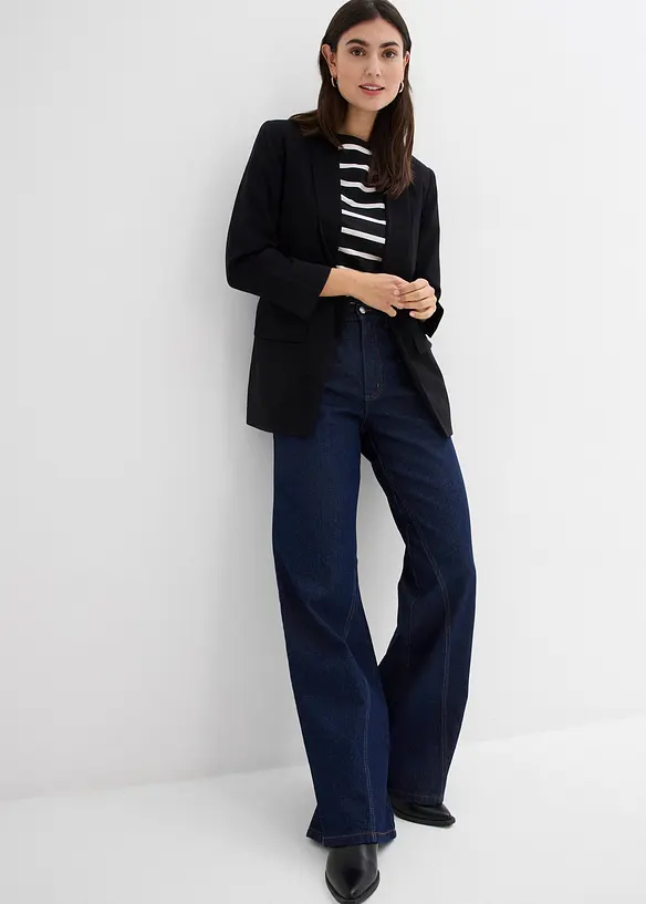 Jean large taille haute, peu extensible, bonprix