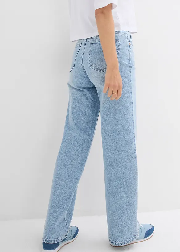 Jean large taille haute, peu extensible, bonprix