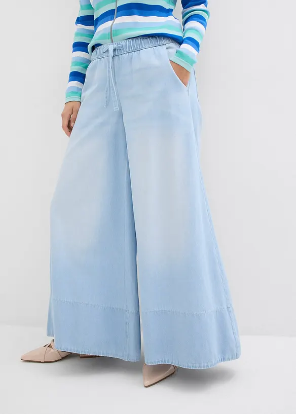 Jean large, taille mi-haute et &eacute;lastiqu&eacute;e, bonprix