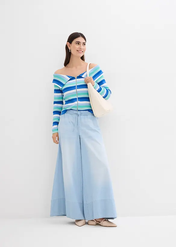 Jean large, taille mi-haute et &eacute;lastiqu&eacute;e, bonprix