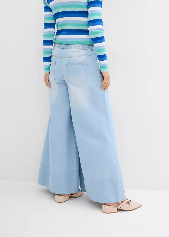 Jean large, taille mi-haute et &eacute;lastiqu&eacute;e, bonprix