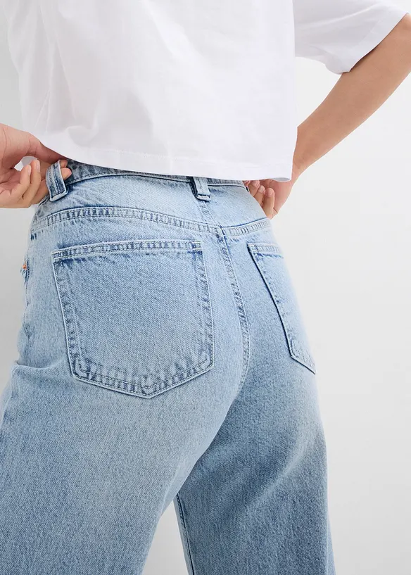 Jean large taille haute, peu extensible, bonprix