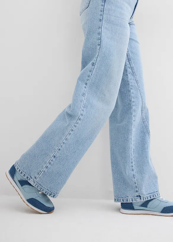 Jean large taille haute, peu extensible, bonprix