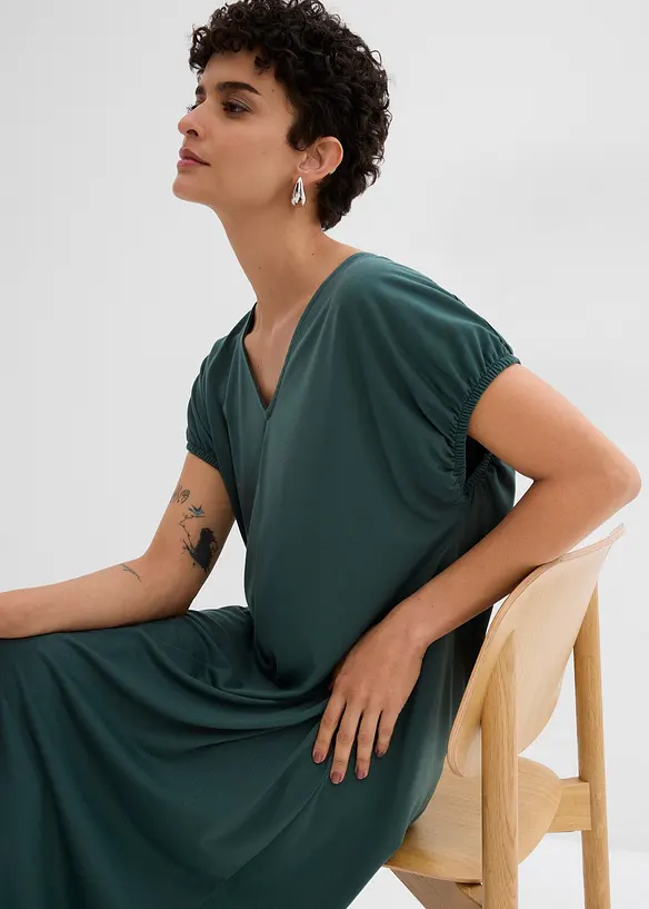 Robe en jersey, col V, viscose mélangée, bonprix