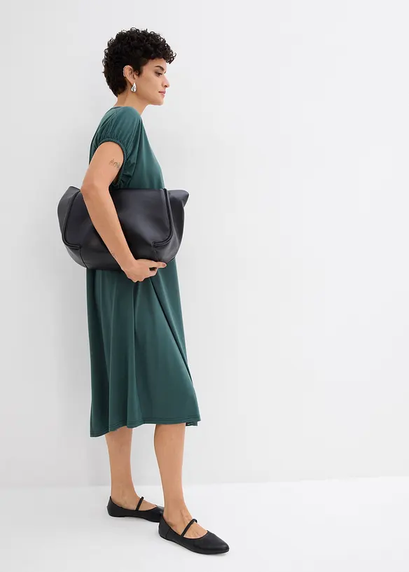 Robe en jersey, col V, viscose mélangée, bonprix