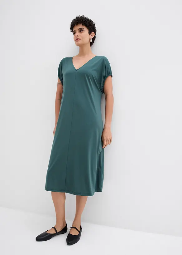 Robe en jersey, col V, viscose mélangée, bonprix