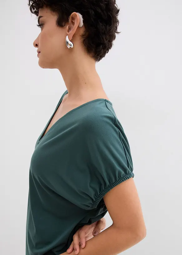 Robe en jersey, col V, viscose mélangée, bonprix