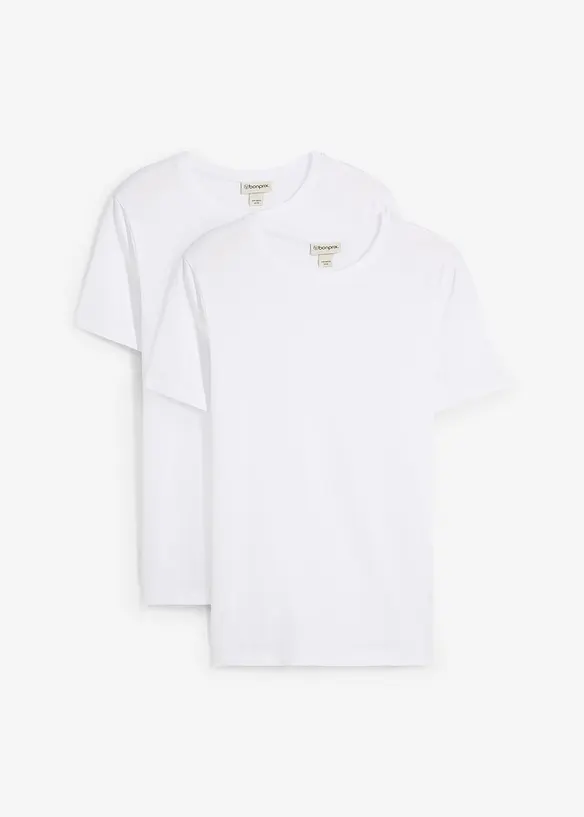 Lot de 2 T-shirts 100% coton, slim, bonprix