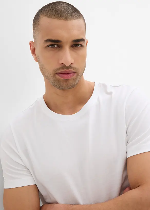 Lot de 2 T-shirts 100% coton, slim, bonprix