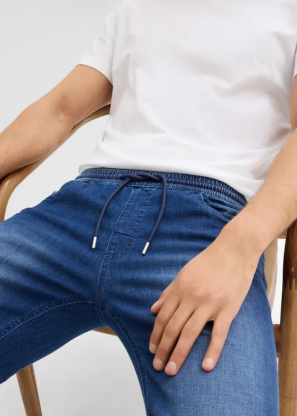 Lot de 2 jeans jogger 3/4 en denim léger, coupe droite regular, bonprix