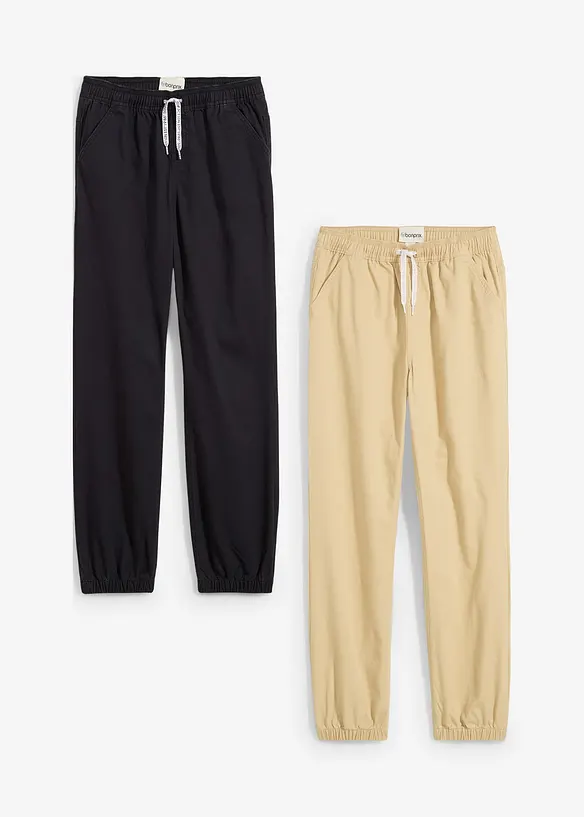 Lot de 2 pantalons jogger 100% coton, bonprix