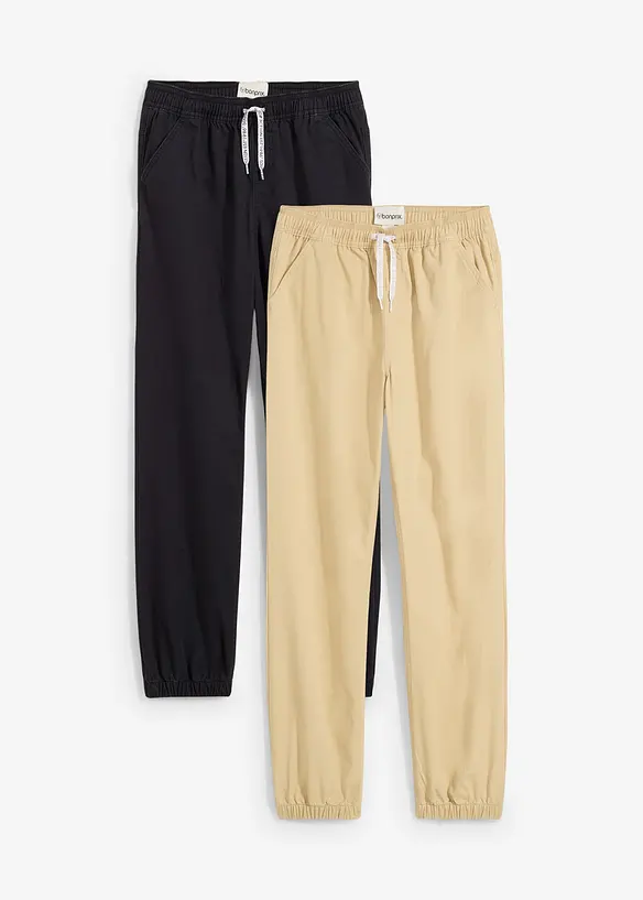 Lot de 2 pantalons jogger 100% coton, bonprix