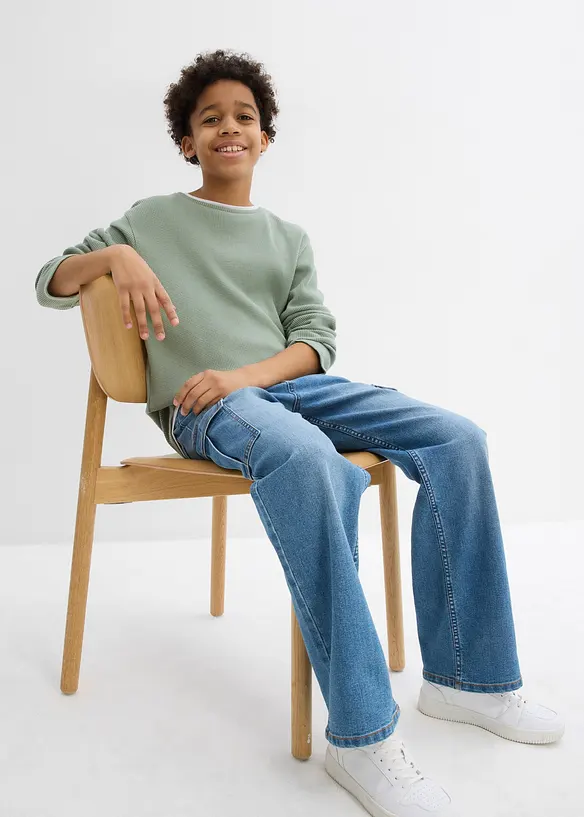 T-shirt manches longues 2 en 1 en coton aspect gaufré, bonprix