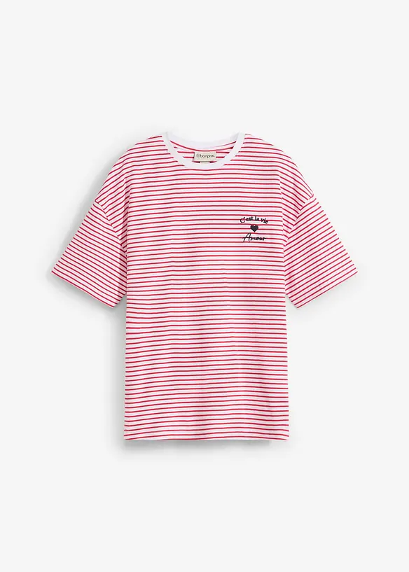T-shirt rayé avec broderie, bonprix