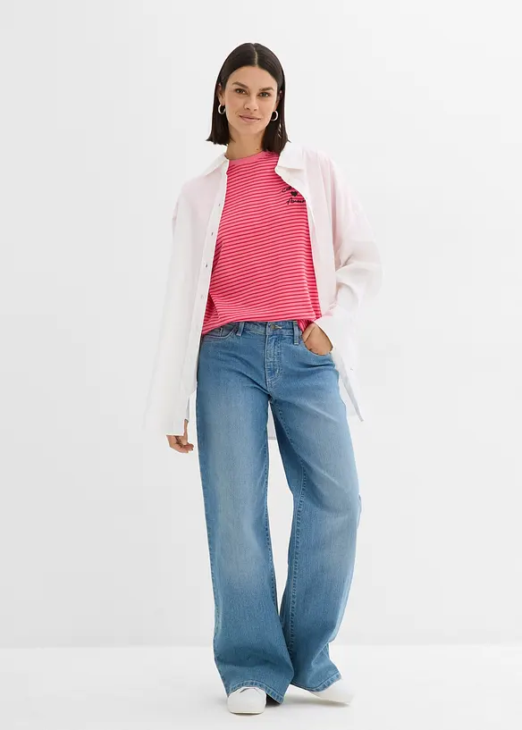 T-shirt ray&eacute; avec broderie, bonprix