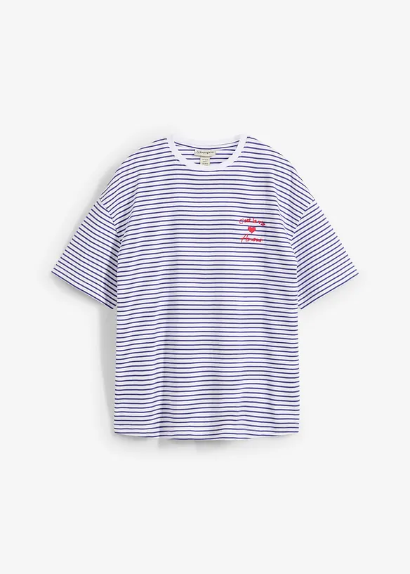 T-shirt rayé avec broderie, bonprix