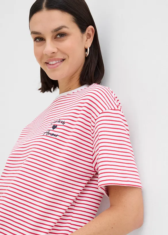 T-shirt rayé avec broderie, bonprix