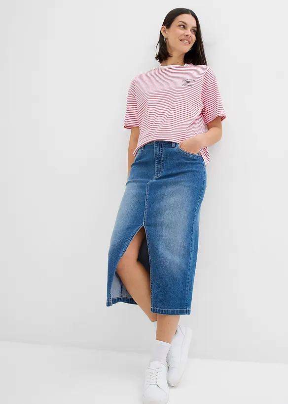 T-shirt rayé avec broderie, bonprix