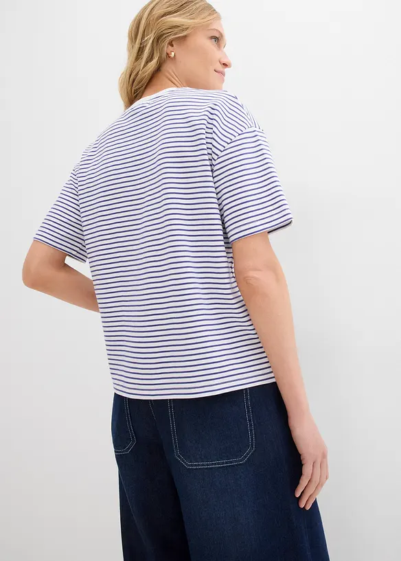 T-shirt rayé avec broderie, bonprix