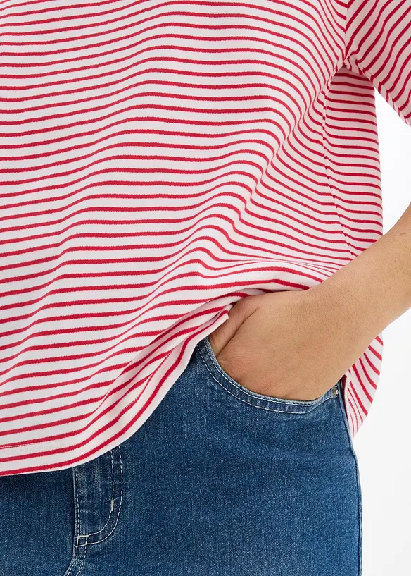 T-shirt rayé avec broderie, bonprix