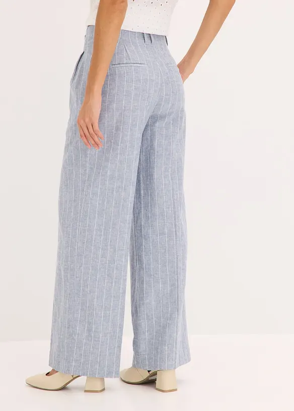 Pantalon à pinces en lin majoritaire, bonprix