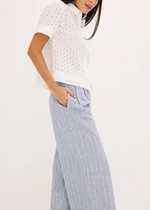 Pantalon à pinces en lin majoritaire, bonprix