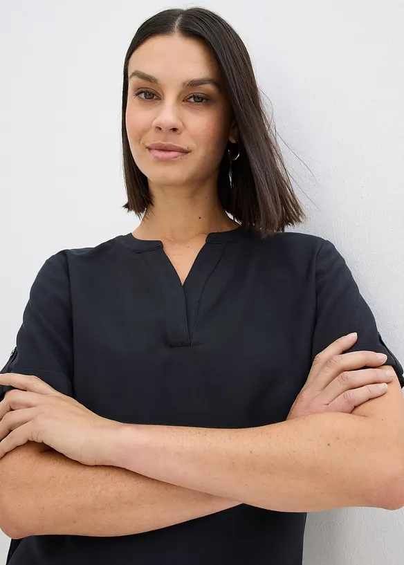 Blouse manches courtes en viscose m&eacute;lang&eacute;e, bonprix