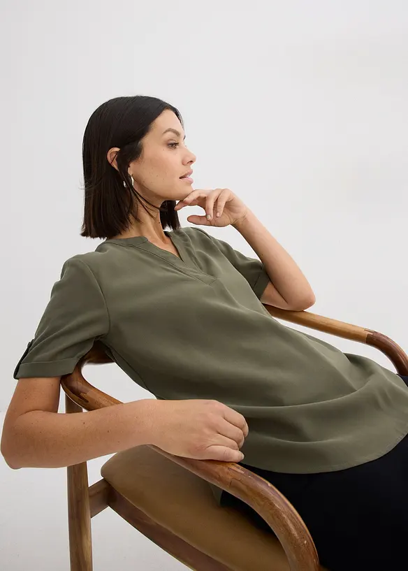 Blouse manches courtes en viscose mélangée, bonprix