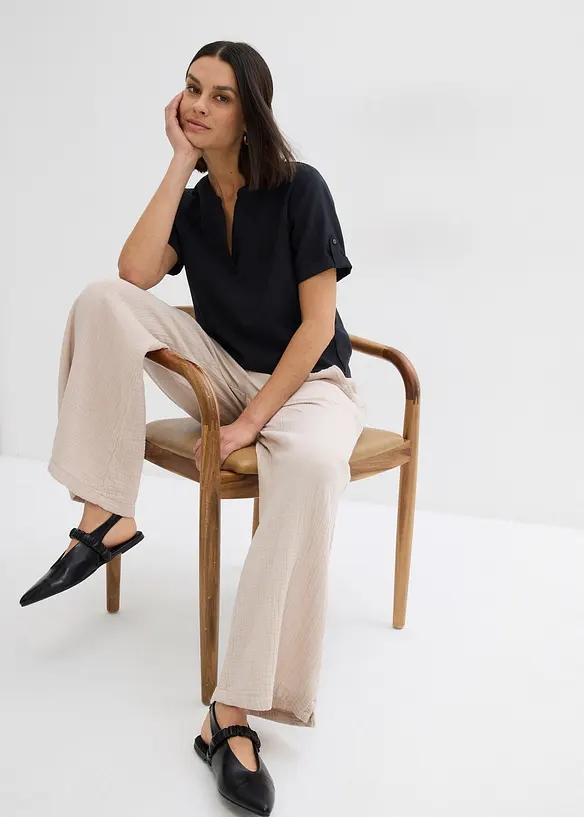 Blouse manches courtes en viscose m&eacute;lang&eacute;e, bonprix