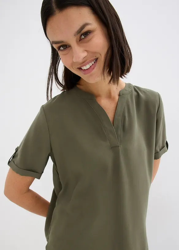 Blouse manches courtes en viscose mélangée, bonprix