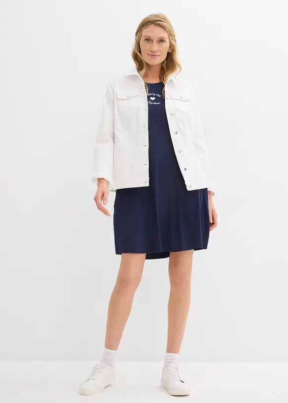 Robe en jersey viscose extensible avec broderie poitrine, bonprix