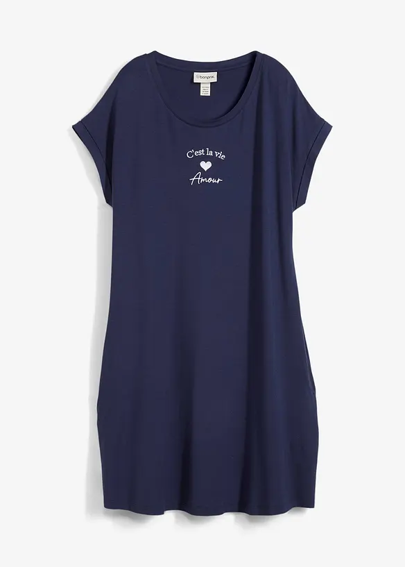 Robe en jersey viscose extensible avec broderie poitrine, bonprix