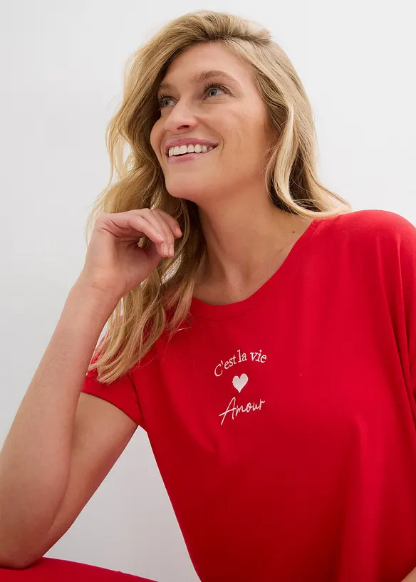 Robe en jersey viscose extensible avec broderie poitrine, bonprix