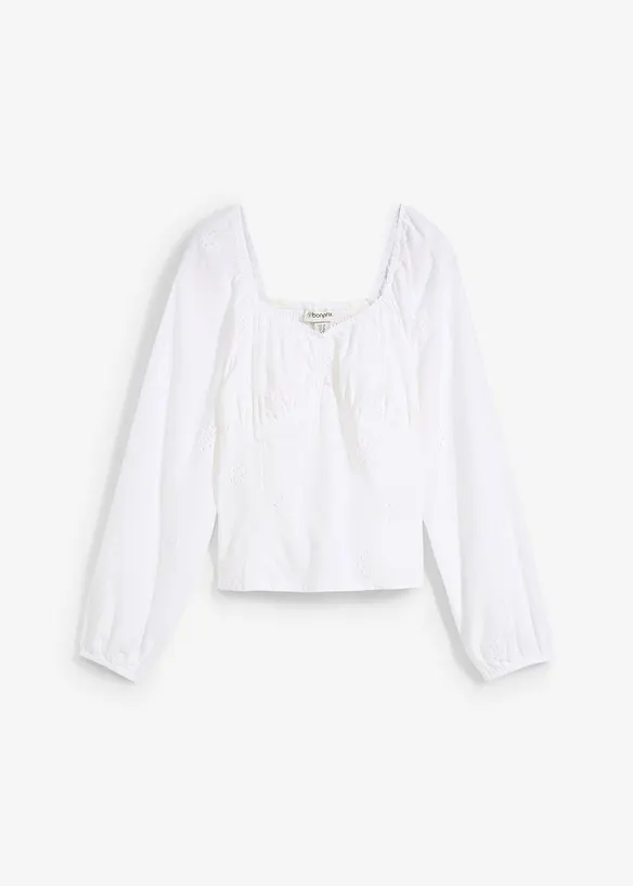 Blouse à broderie anglaise, 100% coton, bonprix