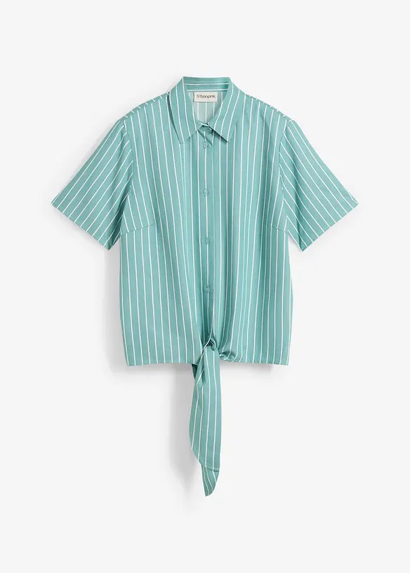 Chemisier manches courtes rayé à détail noué, bonprix