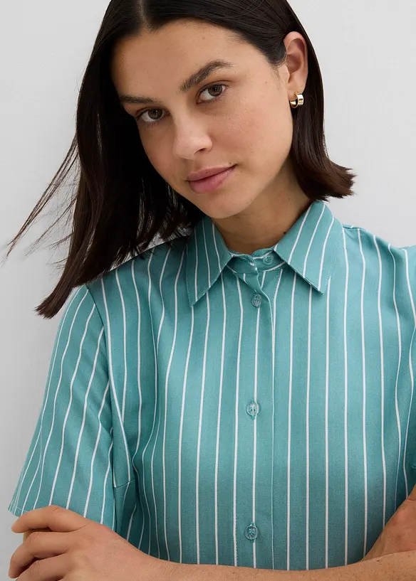 Chemisier manches courtes rayé à détail noué, bonprix