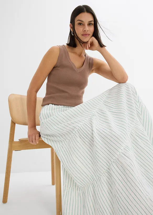 Jupe longue ray&eacute;e, 100% coton, bonprix