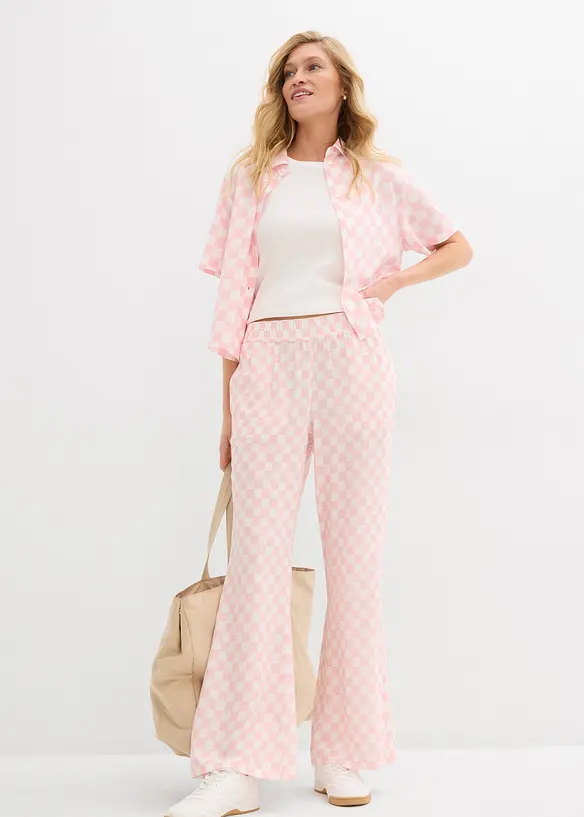 Pantalon ample à carreaux, en viscose fluide, bonprix