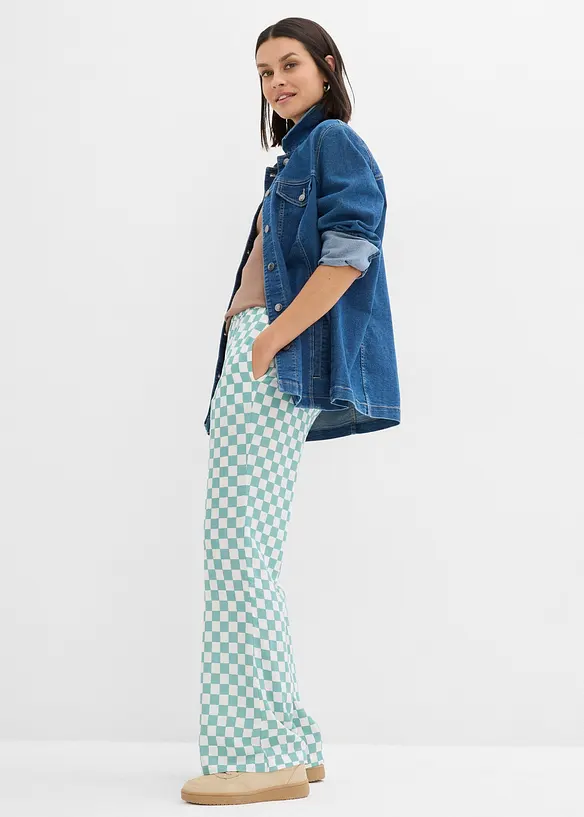 Pantalon ample &agrave; carreaux, en viscose fluide, bonprix