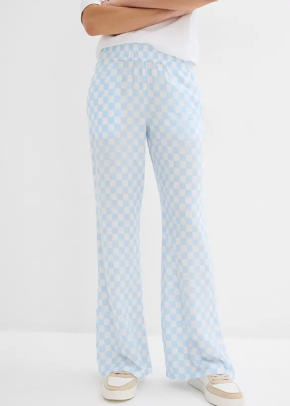Pantalon ample &agrave; carreaux, en viscose fluide, bonprix