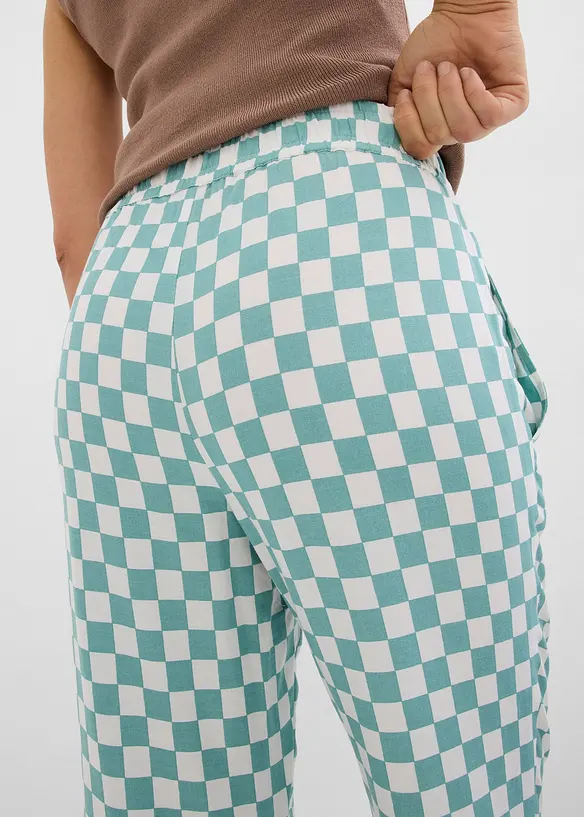 Pantalon ample &agrave; carreaux, en viscose fluide, bonprix