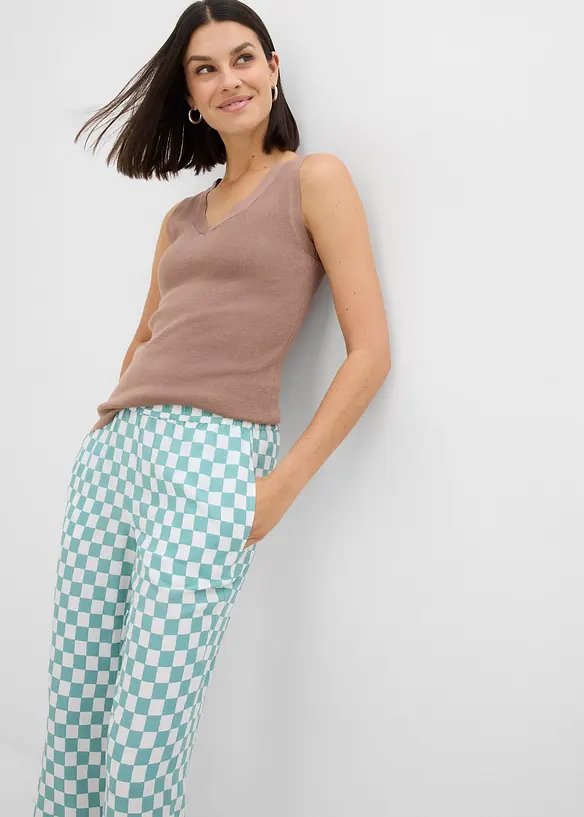 Pantalon ample &agrave; carreaux, en viscose fluide, bonprix