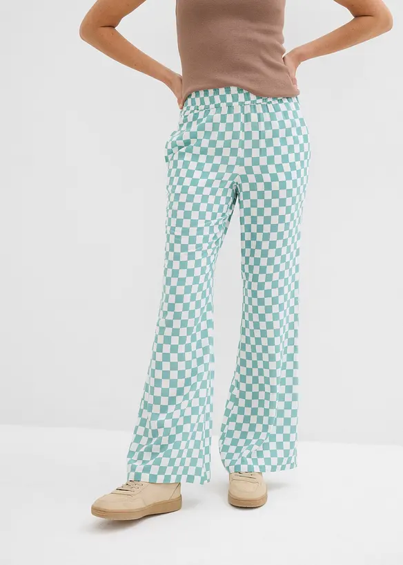 Pantalon ample &agrave; carreaux, en viscose fluide, bonprix